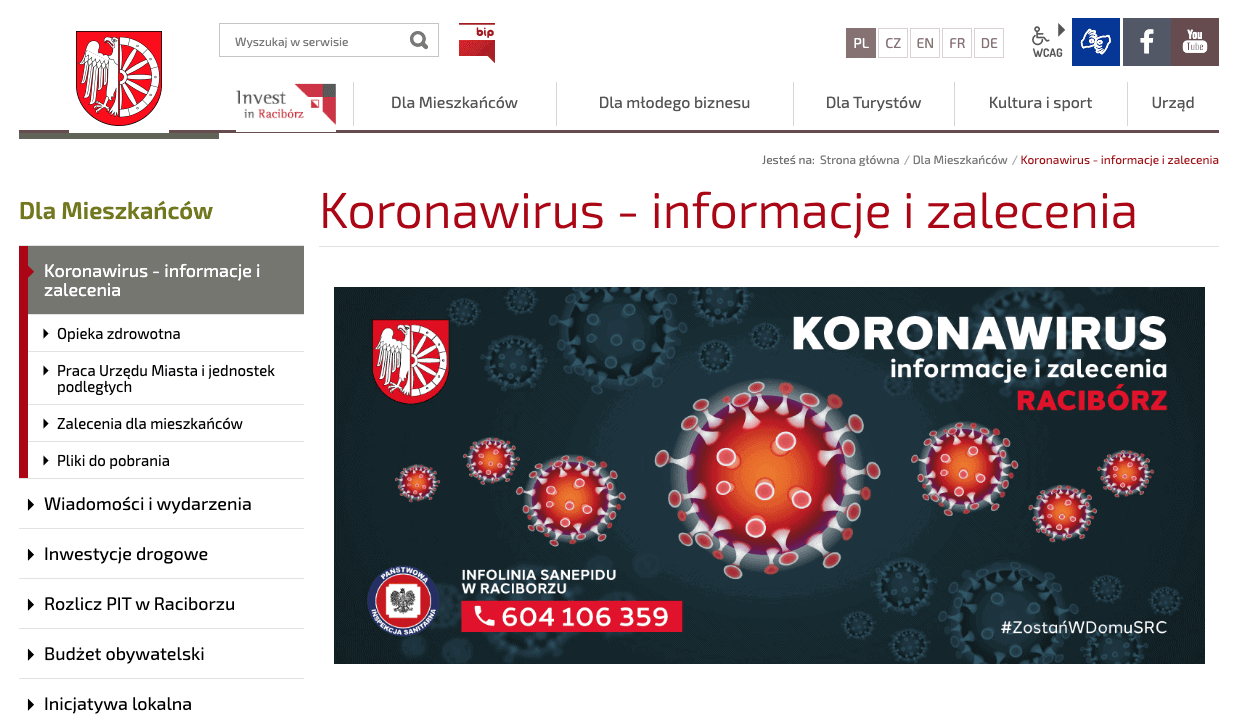 Raciborski magistrat uruchomił serwis o koronawirusie
